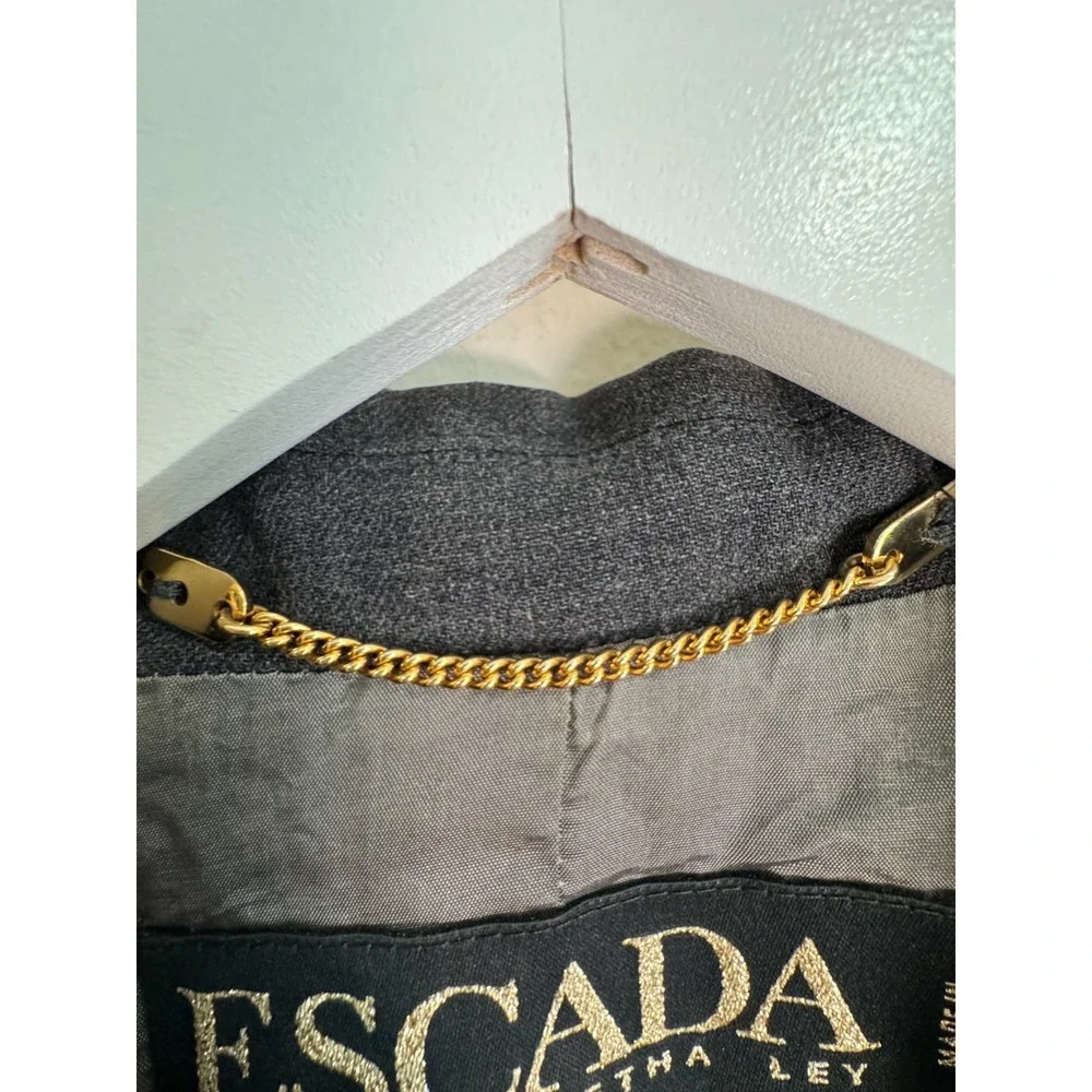 Rare 90s ESCADA by Margaretha Ley Grey Virgin Wool Blazer Made in Germany Sz 36